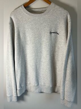 Campus Crew Mens Pullover Sweater Sz L Soft Fleece Cotton Embroidered Logo EUC